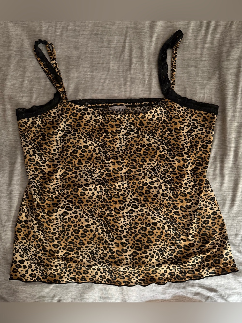 Leopard Print Lace-Trim Camisole - Black & Tan